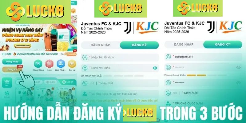 Hướng dẫn đăng ký Luck8 trong 3 bước nhanh chóng