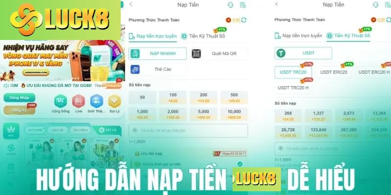 Hướng dẫn nạp tiền Luck8 cho người mới cực dễ hiểu